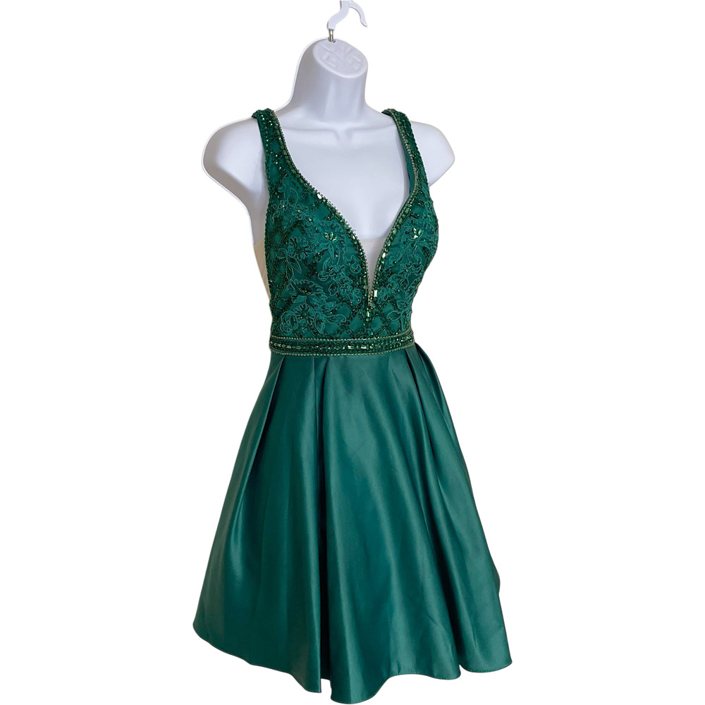 COYA Dress Sz S Prom Pageant HOCO Short Formal Emerald Green Holiday Christmas